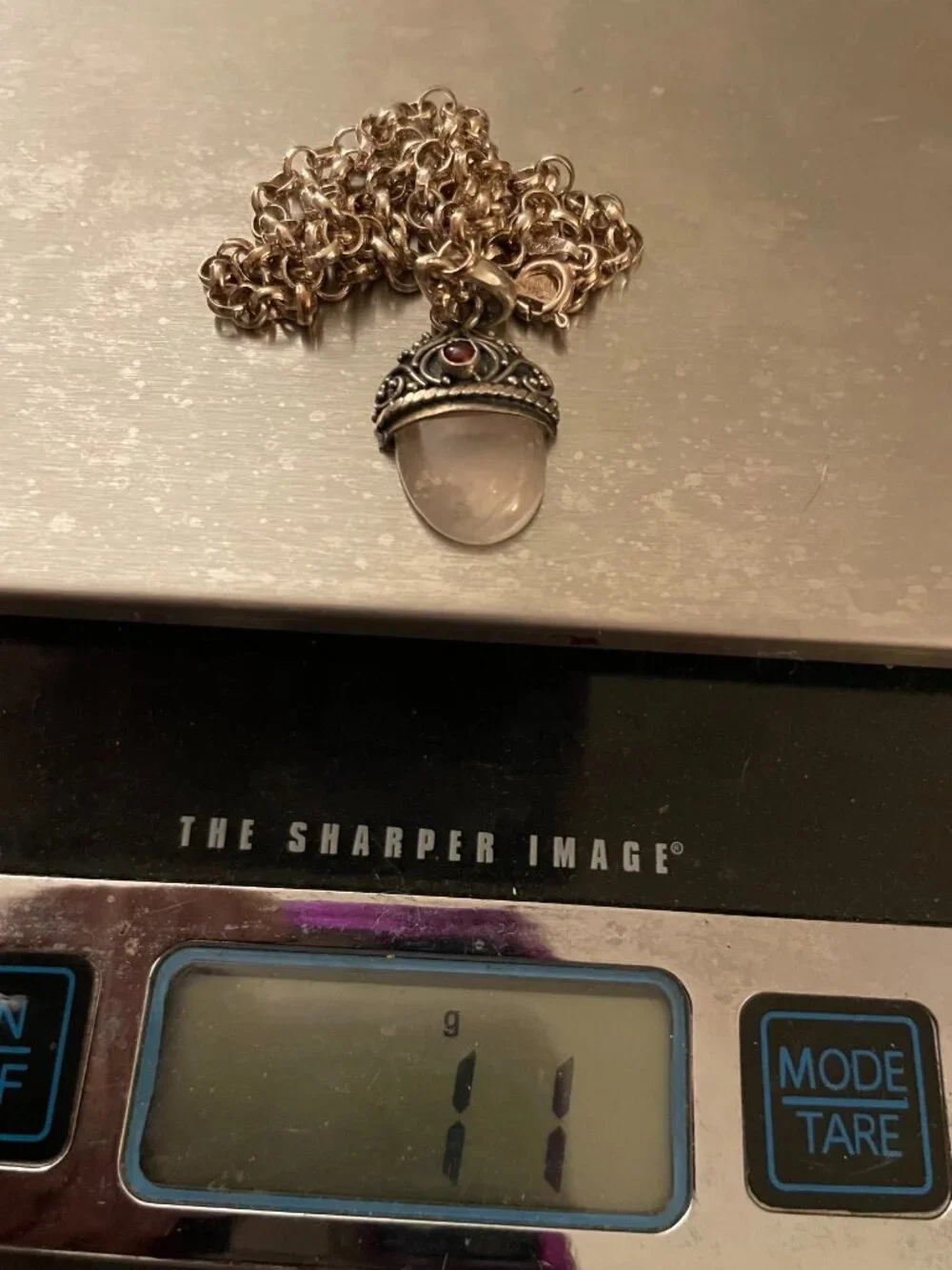 Vintage Sterling Silver Crystal Necklace Pendant 925 16